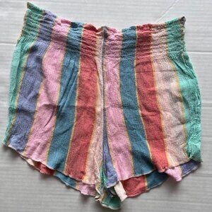 O'Neill Womens Striped Pull-On Shorts - Pastel Colors - Size Large - Viscose